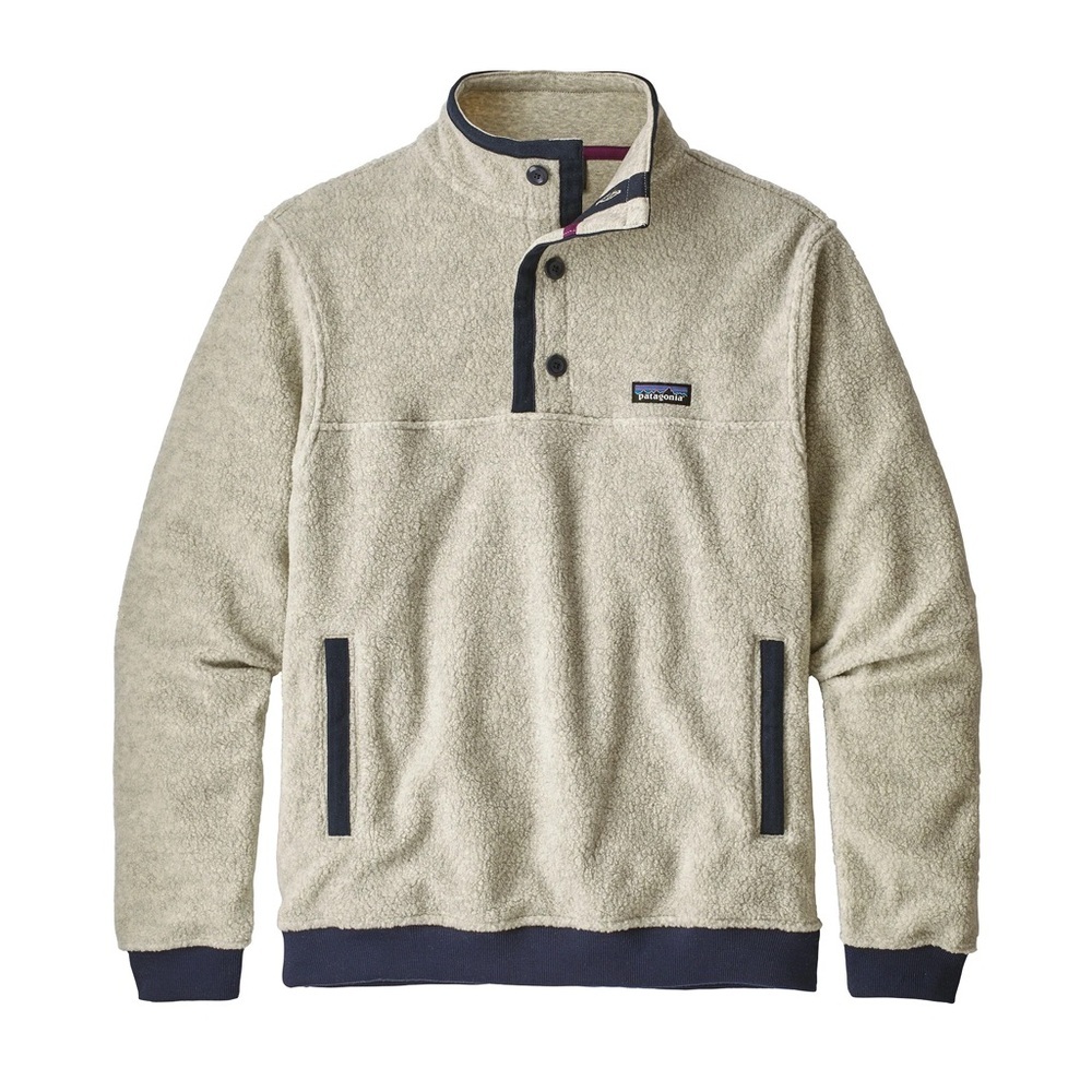 Patagonia Shearling Button Pullover Sweater Oatmeal Gray size Medium